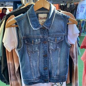 Vintage Y2K Mossimo Button Front Mini Biker Jean Denim Vest - Blue XS